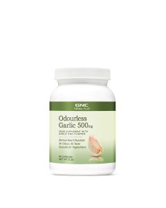 GNC Herbal Plus® Odourless Garlic 500mg, 90 Vegetarian Capsules