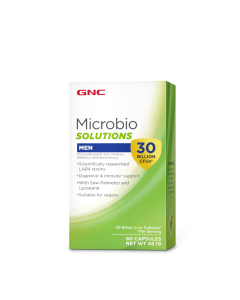 GNC Microbio Solutions Men 30 Billion CFUs per serving.  60 Capsules