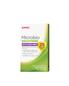GNC Microbio Solutions With Enzymes 25 Billion CFUs. 60 Capsules
